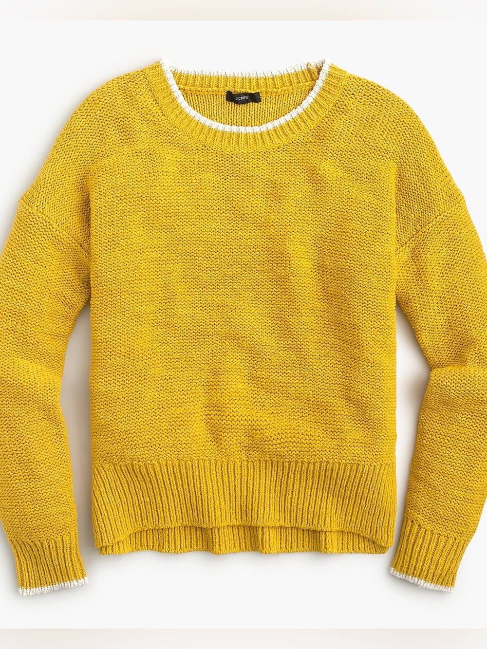 J. Crew Tipped Beach Sweater Crewneck in Yellow Chartreuse Natural